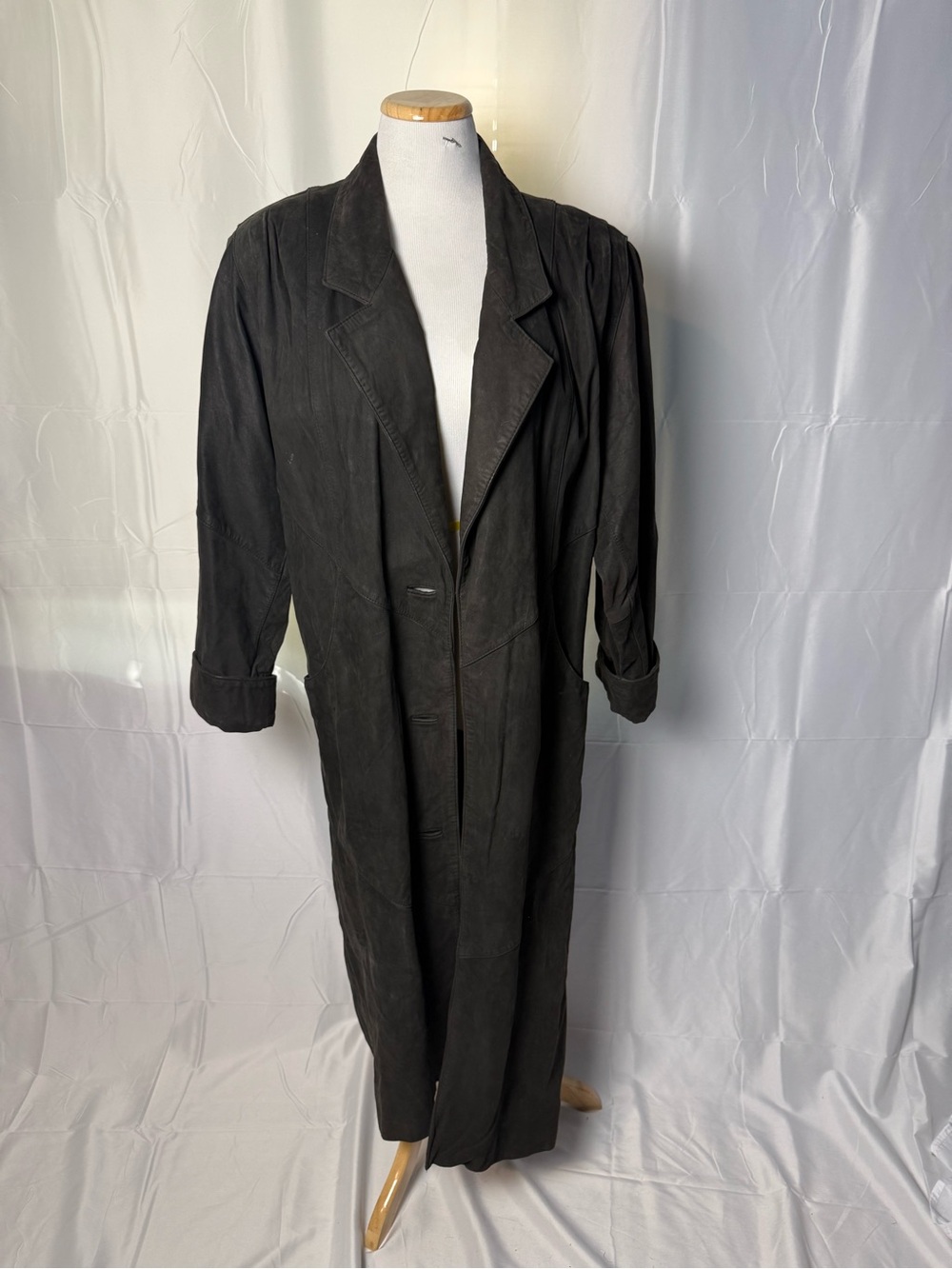 31A-Avanti Black Longline Trench Coat with Notch Lapels